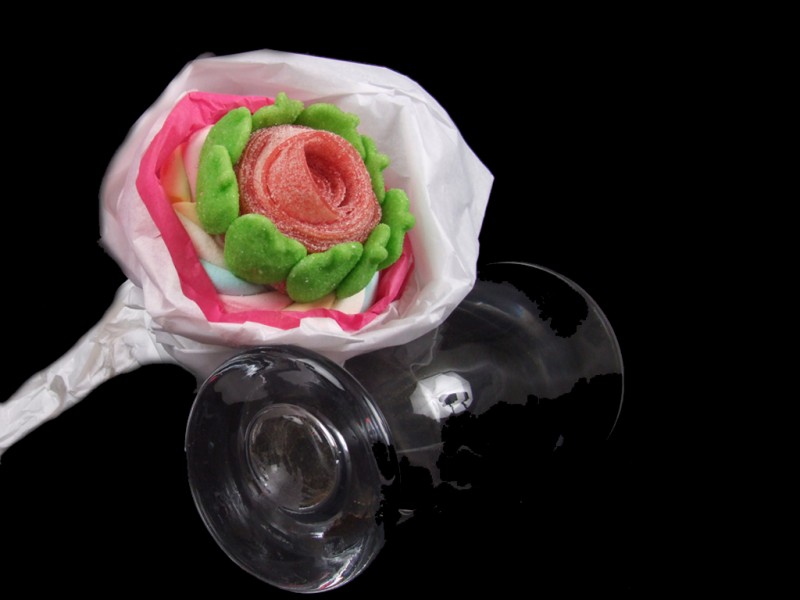 bouquet rose bonbons